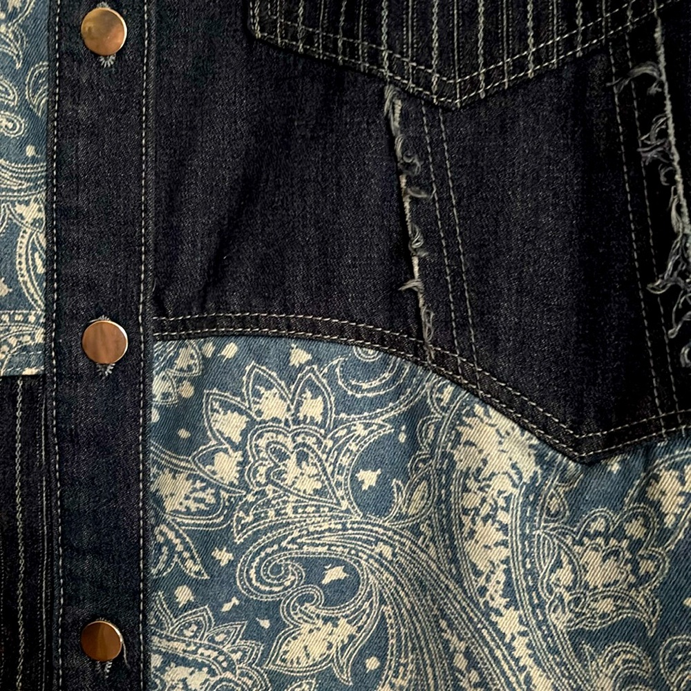 LOVE + HARMONY Novelty Patchwork Denim Chore Coat, Barn Jacket - M - Picture 5 of 12